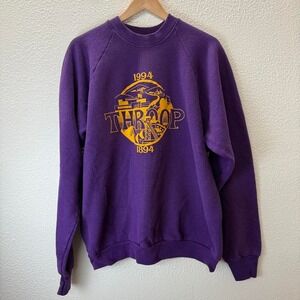 Vintage Fruit of the Loom THROOP 1994 Purple Raglan Sweatshirt XXL Made in USA